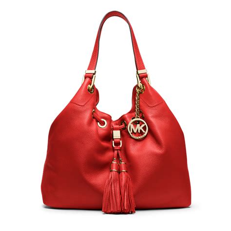 red and brown leather michael kors handbag|Michael Kors red shoulder bag.